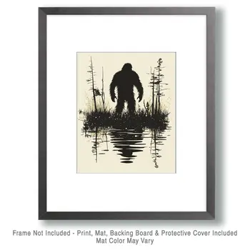 Minimalist Fouke Monster - Mythical Beasts Wall Art Prints – 8″x10″ Artwork for 11″x14″ Frame