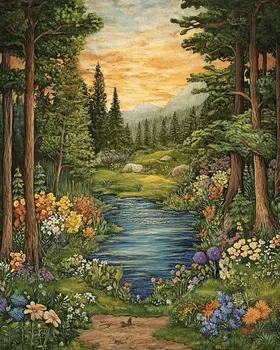 Summer Stream - North Woods Souvenir Wall Art Prints – 8″x10″ Artwork for 11″x14″ Frame