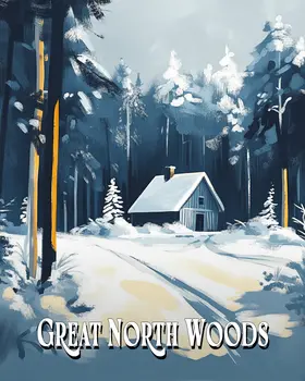 Winter Cabin ND - North Woods Souvenir Wall Art Prints – 8″x10″ Artwork for 11″x14″ Frame