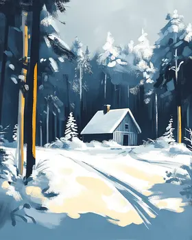 Winter Cabin - North Woods Souvenir Wall Art Prints – 8″x10″ Artwork for 11″x14″ Frame