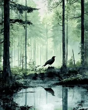 Raven - North Woods Souvenir Wall Art Prints – 8″x10″ Artwork for 11″x14″ Fram