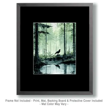 Raven - North Woods Souvenir Wall Art Prints – 8″x10″ Artwork for 11″x14″ Fram