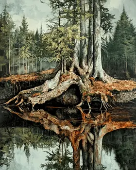 Roots - North Woods Souvenir Wall Art Prints – 8″x10″ Artwork for 11″x14″ Frame