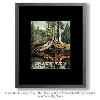 Roots ND - North Woods Souvenir Wall Art Prints – 8″x10″ Artwork for 11″x14″ Frame