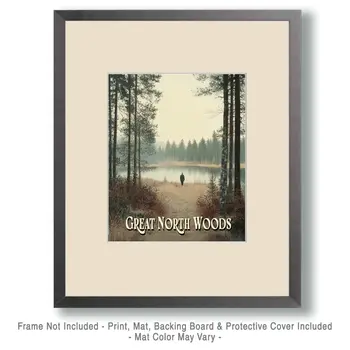 Morning Walk ND- North Woods Souvenir Wall Art Prints – 8″x10″ Artwork for 11″x14″ Frame