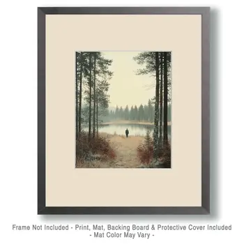 Morning Walk - North Woods Souvenir Wall Art Prints – 8″x10″ Artwork for 11″x14″ Frame