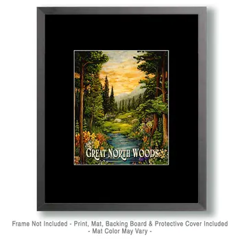 Summer Stream ND - North Woods Souvenir Wall Art Prints – 8″x10″ Artwork for 11″x14″ Frame