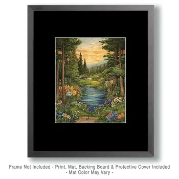 Summer Stream - North Woods Souvenir Wall Art Prints – 8″x10″ Artwork for 11″x14″ Frame