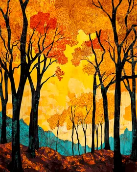 Bright Fall Day - North Woods Souvenir Wall Art Prints – 8″x10″ Artwork for 11″x14″ Frame