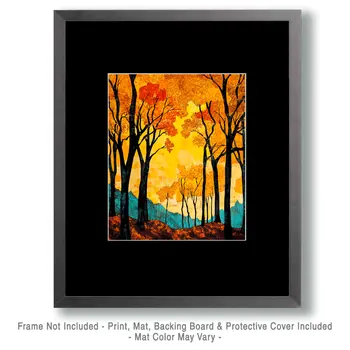 Bright Fall Day - North Woods Souvenir Wall Art Prints – 8″x10″ Artwork for 11″x14″ Frame