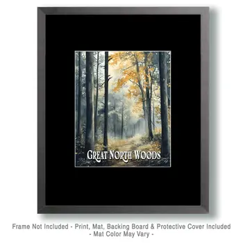 Woodland Clearing ND - North Woods Souvenir Wall Art Prints – 8″x10″ Artwork for 11″x14″ Frame
