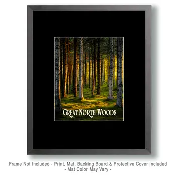 Deep Wood ND - North Woods Souvenir Wall Art Prints – 8″x10″ Artwork for 11″x14″ Frame