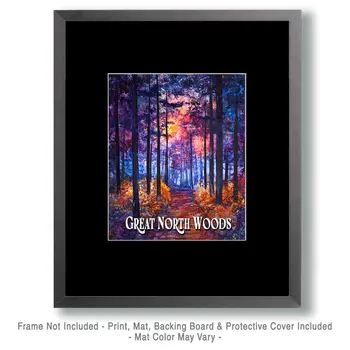 Purple Sunset ND - North Woods Souvenir Wall Art Prints – 8″x10″ Artwork for 11″x14″ Frame