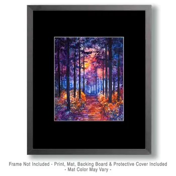 Purple Sunset - North Woods Souvenir Wall Art Prints – 8″x10″ Artwork for 11″x14″ Frame