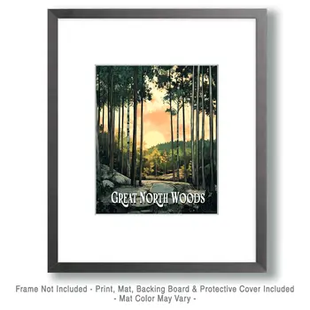 Mountain Morning ND - North Woods Souvenir Wall Art Prints – 8″x10″ Artwork for 11″x14″ Frame