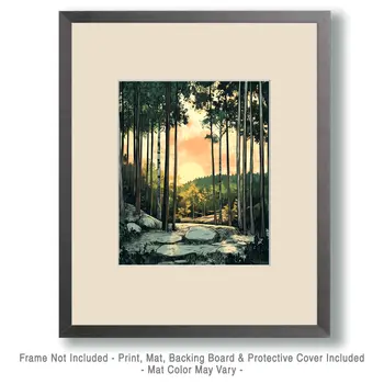 Mountain Morning - North Woods Souvenir Wall Art Prints – 8″x10″ Artwork for 11″x14″ Frame