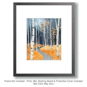 Birch Wood - North Woods Souvenir Wall Art Prints – 8″x10″ Artwork for 11″x14″ Frame