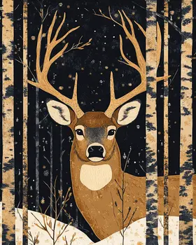 Buck Deer Painting - North Woods Souvenir Wall Art Prints – 8″x10″ Artwork for 11″x14″ Frame