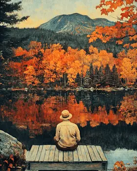 Fishing Peacefully - North Woods Souvenir Wall Art Prints – 8″x10″ Artwork for 11″x14″ Frame