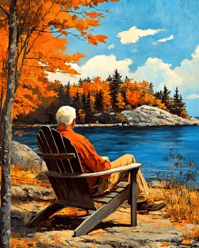 Relaxing by the Lake - North Woods Souvenir Wall Art Prints – 8″x10″ Artwork for 11″x14″ Frame