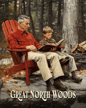 Reading with Pop ND - North Woods Souvenir Wall Art Prints – 8″x10″ Artwork for 11″x14″ Frame