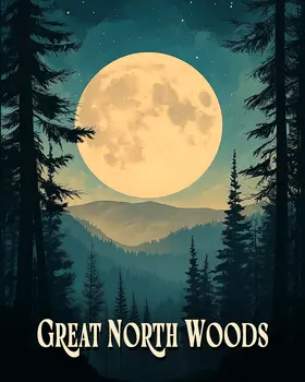 Full Moon Rising ND - North Woods Souvenir Wall Art Prints – 8″x10″ Artwork for 11″x14″ Frame