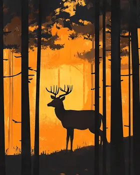 Buck Deer Sunset - North Woods Souvenir Wall Art Prints – 8″x10″ Artwork for 11″x14″ Frame