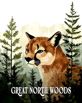 Mountain Lion ND - North Woods Souvenir Wall Art Prints – 8″x10″ Artwork for 11″x14″ Frame