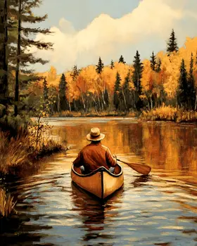 Morning Paddle - North Woods Souvenir Wall Art Prints – 8″x10″ Artwork for 11″x14″ Frame