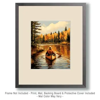 Morning Paddle - North Woods Souvenir Wall Art Prints – 8″x10″ Artwork for 11″x14″ Frame