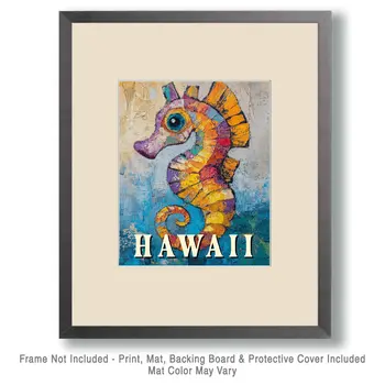 Seahorse - Hawaii Souvenir Wall Art Prints – 8″x10″ Artwork for 11″x14″ Frame