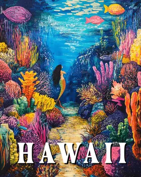 Coral Reef Mermaid - Hawaii Souvenir Wall Art Prints – 8″x10″ Artwork for 11″x14″ Frame
