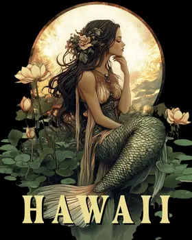 Mermaid - Hawaii Souvenir Wall Art Prints – 8″x10″ Artwork for 11″x14″ Frame