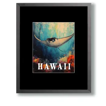 Manta Ray - Hawaii Souvenir Wall Art Prints – 8″x10″ Artwork for 11″x14″ Frame