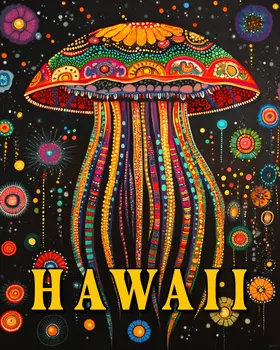 BOHO Jellyfish - Hawaii Souvenir Wall Art Prints – 8″x10″ Artwork for 11″x14″ Frame