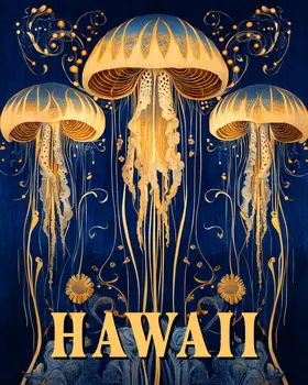 Jellyfish - Hawaii Souvenir Wall Art Prints – 8″x10″ Artwork for 11″x14″ Frame