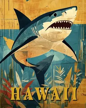 Shark - Hawaii Souvenir Wall Art Prints – 8″x10″ Artwork for 11″x14″ Frame