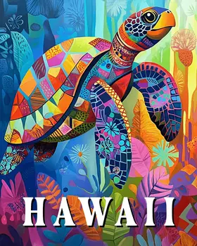 Sea Turtle - Hawaii Souvenir Wall Art Prints – 8″x10″ Artwork for 11″x14″ Frame