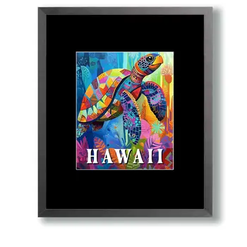 Sea Turtle - Hawaii Souvenir Wall Art Prints – 8″x10″ Artwork for 11″x14″ Frame
