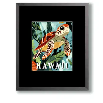 Baby Sea Turtle - Hawaii Art Souvenir Wall Art Prints – 8″x10″ Artwork for 11″x14″ Frame