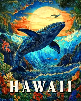 Shark Habitat - Hawaii Souvenir Wall Art Prints – 8″x10″ Artwork for 11″x14″ Frame