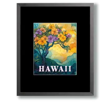 Nouveau Floral - Hawaii Souvenir Wall Art Prints – 8″x10″ Artwork for 11″x14″ Frame