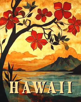 Evening Blooms - Hawaii Souvenir Wall Art Prints – 8″x10″ Artwork for 11″x14″ Frame