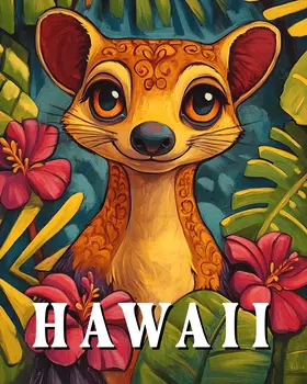 Folk Art Mongoose - Hawaii Souvenir Wall Art Prints – 8″x10″ Artwork for 11″x14″ Frame