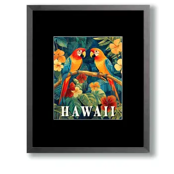 Pair of Parrots - Hawaii Souvenir Wall Art Prints – 8″x10″ Artwork for 11″x14″ Frame