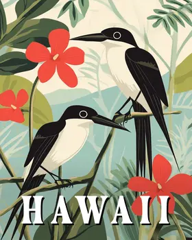 Two Birds - Hawaii Souvenir Wall Art Prints – 8″x10″ Artwork for 11″x14″ Frame