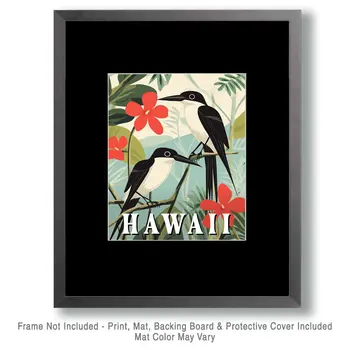 Two Birds - Hawaii Souvenir Wall Art Prints – 8″x10″ Artwork for 11″x14″ Frame