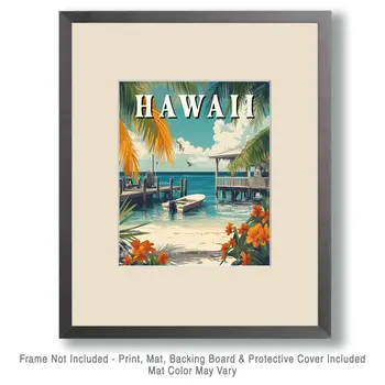 Bungalow - Hawaii Souvenir Wall Art Prints – 8″x10″ Artwork for 11″x14″ Frame