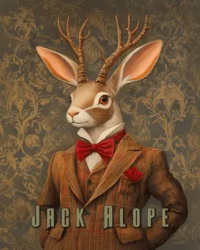 Jack Alope - Mythical Beasts Wall Art Prints – 8″x10″ Artwork for 11″x14″ Frame