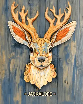 Jackalope Plaque - Mythical Beasts Wall Art Prints – 8″x10″ Artwork for 11″x14″ Frame